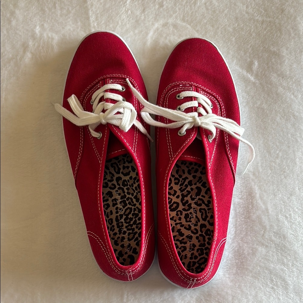 Kelly & Katie Red and White Canvas Sneakers - Picture 5 of 7